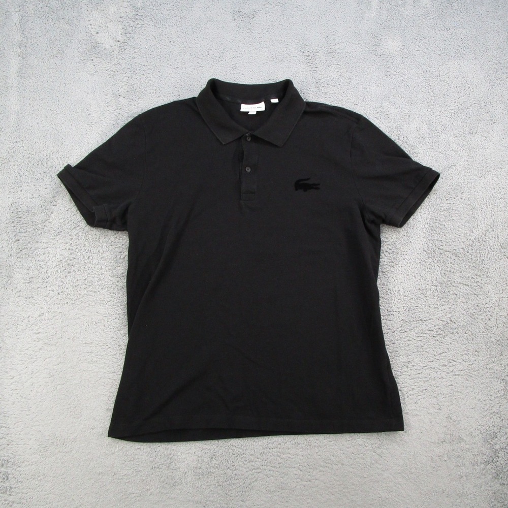 Lacoste Mens Regular Fit Polo Shirt Black Short Sleeve Cotton Blend Size XL FR 6